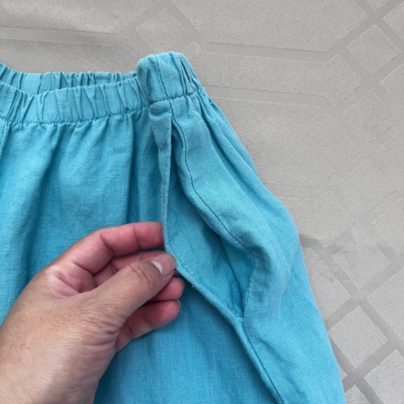 Flax Blue Linen Elastic Waist Wide Leg Pants Size Medium - Picture 5 of 8